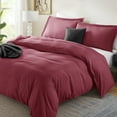 thumbnail image 2 of LammaLoe Duvet Cover Full 3 Piece, Luxury Microfiber Bedding Sets with 2 Pillow Shams, Burgundy red, 2 of 11