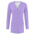thumbnail image 6 of JGQJGAK Basic Crew Neck Long Sleeve Button Down Cardigan Faux Cotton Material Soft Warm Lightweight Acrylic Yarn, Purple 3XL, Size S-3XL, 6 of 6
