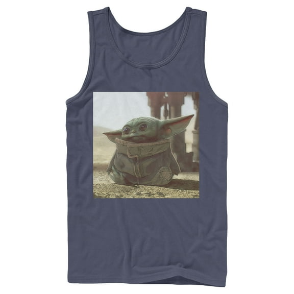 Men's Star Wars: The Mandalorian The Child Square Frame Tank Top Navy Blue X Large