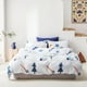 thumbnail image 5 of Juego de cama de algodón puro con estampado de hojas grandes, funda de almohada y funda de edredón (Queen), 5 of 8
