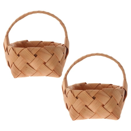 

2 Pcs Hand-woven Basket Wooden Basket Weaving Basket Container Flower Basket