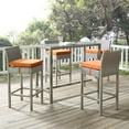 thumbnail image 2 of Contemporary Modern Urban Designer Outdoor Patio Balcony Garden Furniture Bar Dining Chair and Table Set, Fabric Glass Rattan Wicker, Orange, 2 of 7