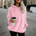 thumbnail image 1 of Pull à Capuche Manches Longues Hiver Femmes Pull Chaud avec 1/4 Zip, 1 of 7