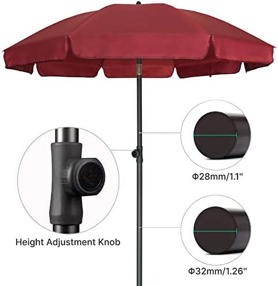 RibRave Patio Umbrella, 6.5 ft Outdoor Table Umbrella with Tilt Steel Pole, UPF50+ Protection, Great for Outdoor Garden Backyard, Maroon