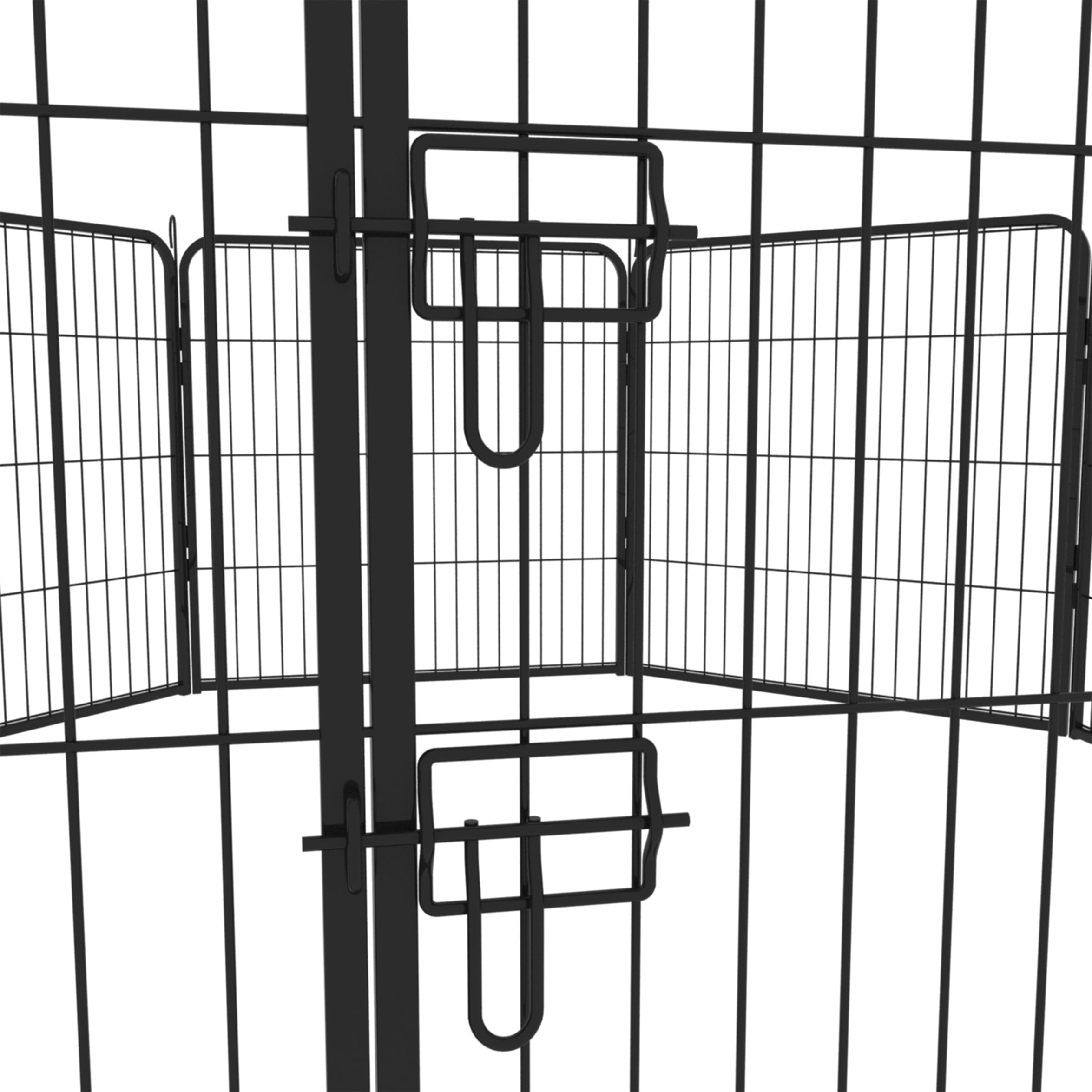 Aukfa Dog Playpen- 8 Panels 31.5" Metal Pet Dog Run Fence for Indoor and Outside Use- Foldable- Portable- Black