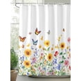thumbnail image 2 of Shower Curtain Watercolor Butterfly Shower Curtains for Bathroom, Waterproof Polyester Shower Curtain Set with Hooks, Standard Size 66" x 72" Retro Flower, 2 of 6