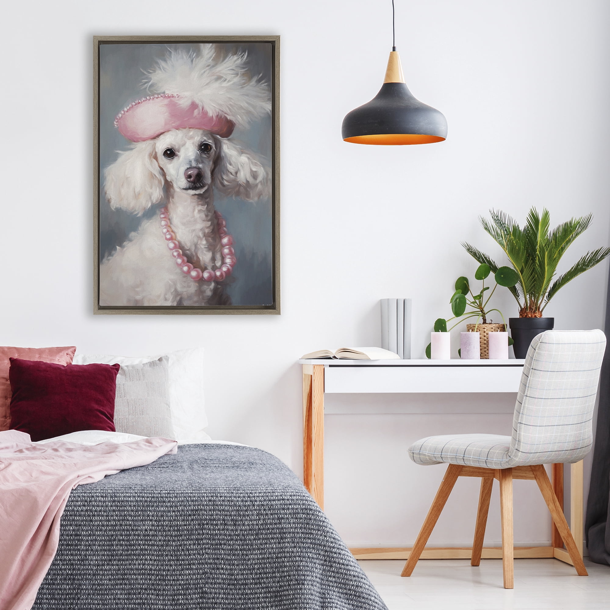Stupell Industries Beautiful Collette Pup Brown Framed Floater Canvas Wall Art, design by Tina LeCour