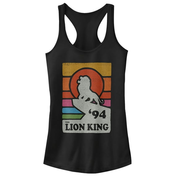 Junior's Lion King Retro Rainbow '94 Silhouette Racerback Tank Top Black X Large