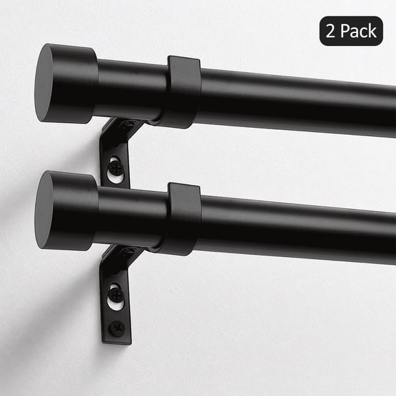 2 Pack 66"-120" Curtain Rods, 1 inch Diameter Window Curtain Rod Set,Heavy Duty Curtain Rods with Aluminium Finials,Black