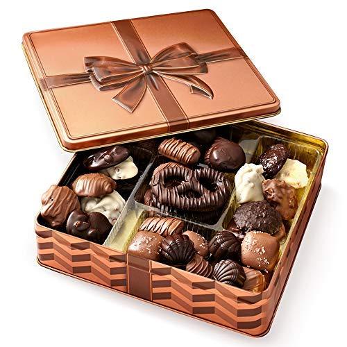 Chocolate Gift Basket , Gourmet Snack Food Box in Keepsake Tin, Great