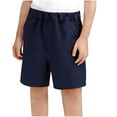 thumbnail image 2 of MKOSPLRT Boys Summer Shorts School Uniform Pull-On Shorts Elastic Waist Cotton Bottoms Baggy Bermuda Dress Shorts with Pocket Navy 3-4Years, 2 of 9