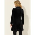 thumbnail image 4 of Elegante abrigo de invierno para mujer, abrigo largo de terciopelo con cuello levantado y un solo pecho Negro L, 4 of 5