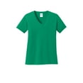 thumbnail image 4 of Port & Company Ladies Core Cotton V-Neck T-Shirt Kelly Small, 4 of 5
