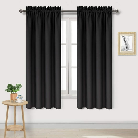 LKYUHGS-White Room Darkening Curtains for Kitchen/Bedroom, 60 x 36 inches Long - Energy Saving Window Drapes for Nursery with Rod Pocket, Set of 2 Panels