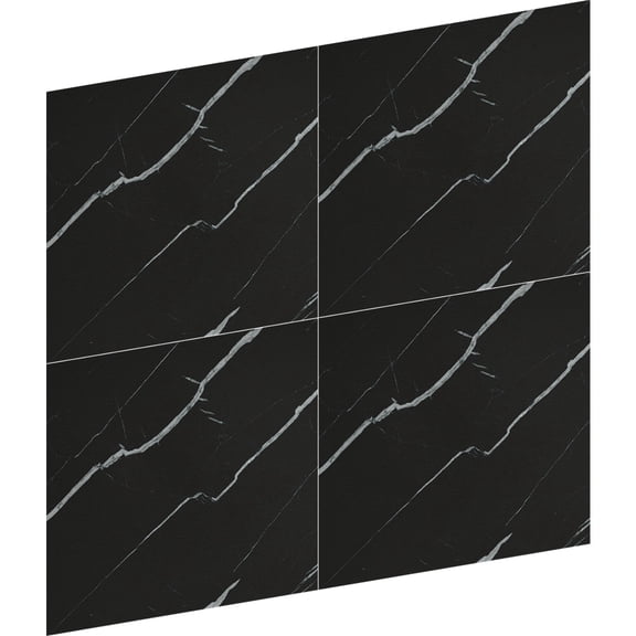 COOPHYA 4Pcs Black PVC Marble Tile Stickers Self Adhesive Removable Decorative Decals