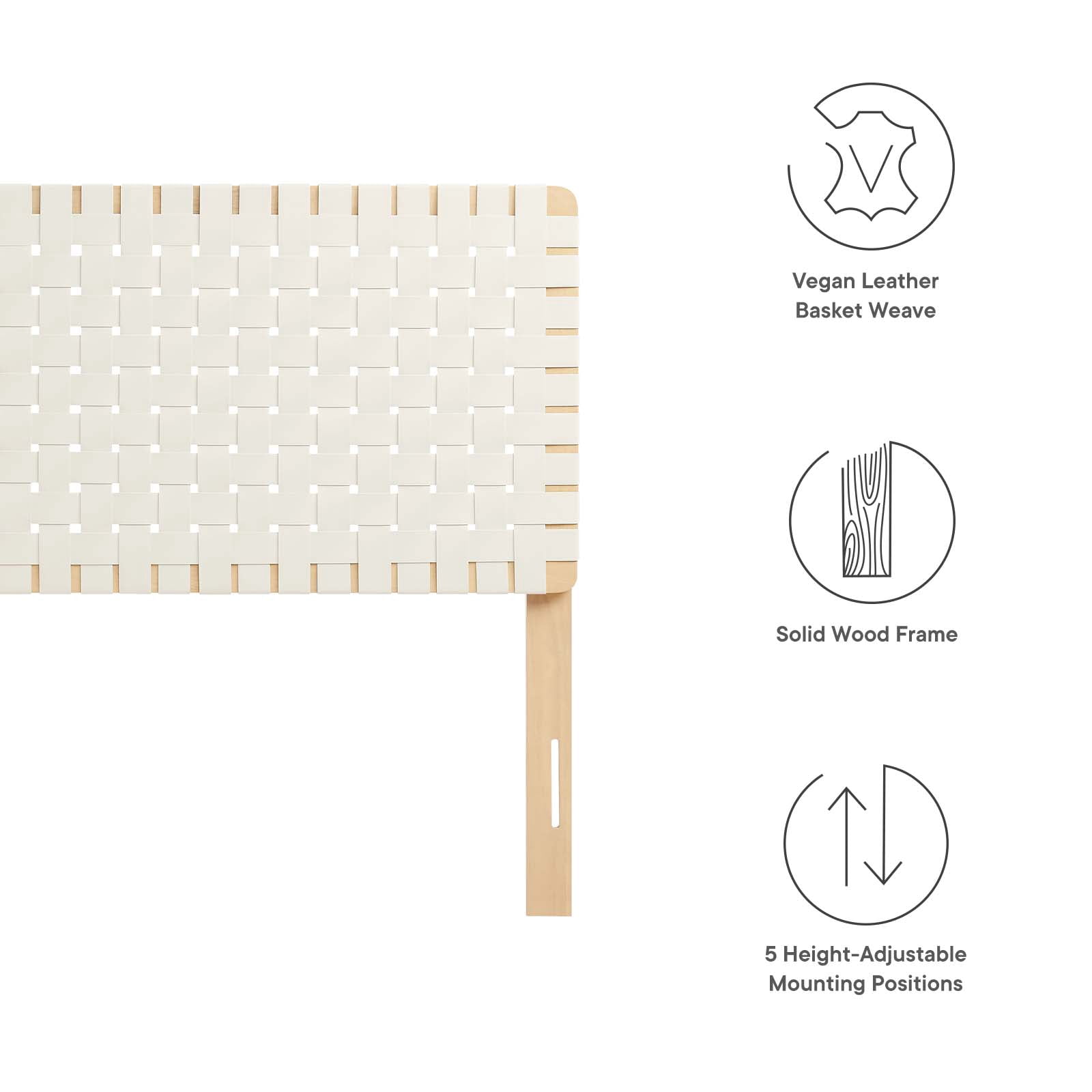 Sparta Weave Vegan Leather Full Headboard in Natural Beige