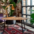 thumbnail image 3 of Walnut Oval Coffee Table with Black Metal Legs, Modern Style Coffee Table, Modern Round Coffee Table for Living Room,Modern Oval/Round Side Table,Coffee Tables For Living Room,Accent table, 3 of 4