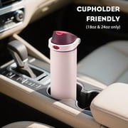 POWCAN 18 oz Stainless Steel Water Bottle: 2-in-1 Push-Button Spout & Quick-Flip Straw, Leakproof, Cold 24 Hrs, Fits Car Cup Holder, Insulated Bottle for Gym, School, Travel, Gift (Plum Field)