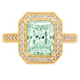 thumbnail image 2 of 2.78 ct Emerald Cut Simulated Green Diamond Halo Engagement Ring for Women in 18K Yellow Gold, 2 of 2