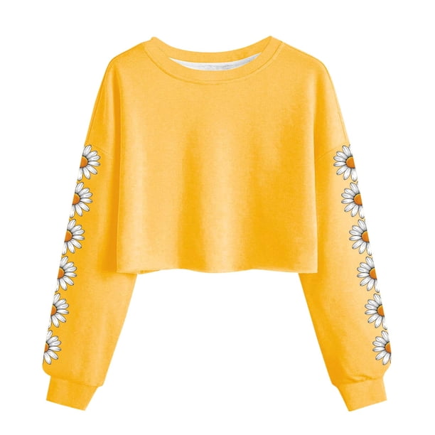Camisetas de Manga Larga de las Mujeres Moda Impresa Suelta Casual Cuello Redondo Suéter Deportivo Superior