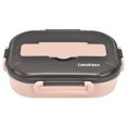 thumbnail image 4 of Delaman Lunch Box, Lunch Box Removable Tray Keep Warm Function Food Grade Plastic Lightweight Portable Insulated Lunch Box(Pink), 4 of 8