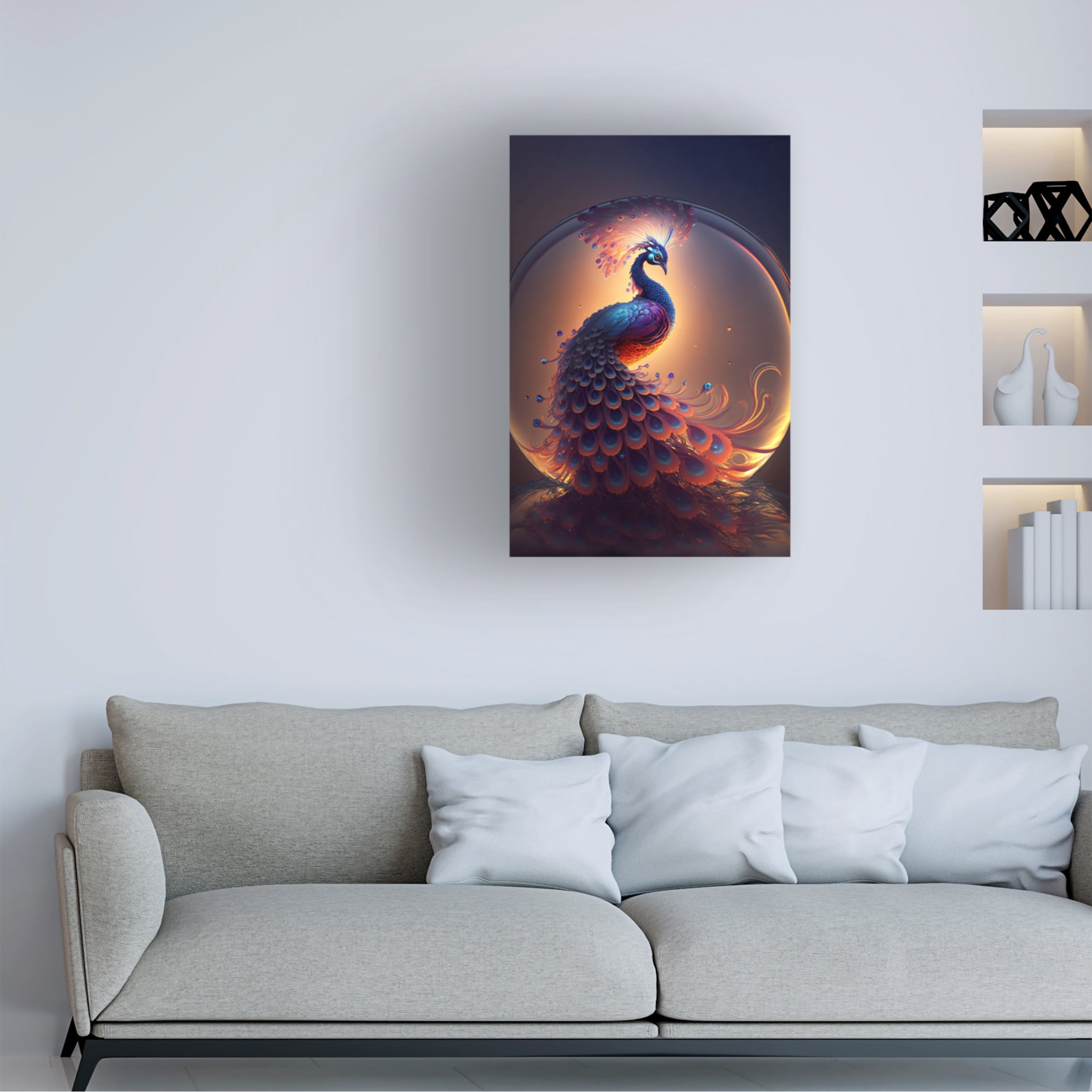 Canvas Wall Art - Ray Heere 'Proud Peacocks 9' Wall Art for Living Room, Bedroom, or Office Décor by Trademark Fine Art - 16 x 24 Inches