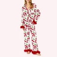 thumbnail image 2 of XIYON Women's Pajama Set Bow Loose Casual Personality Printed Home Comfort Suit Soft Comfy Sleepwear Nightwear Loungewear, 2 of 9