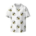 thumbnail image 4 of Uemuo Bee Pattern Cotton Linen Short Sleeve Shirts,Casual Lightweight Button Down Shirts,Vacation Beach Summer Tops-, 4 of 7