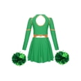 thumbnail image 4 of YIZYIF Girls Cheer Leader Uniform Outfit Off-Shoulder Dress Juniors High School Carnival Festival Cosplay Party Costume Green-A 8, 4 of 7
