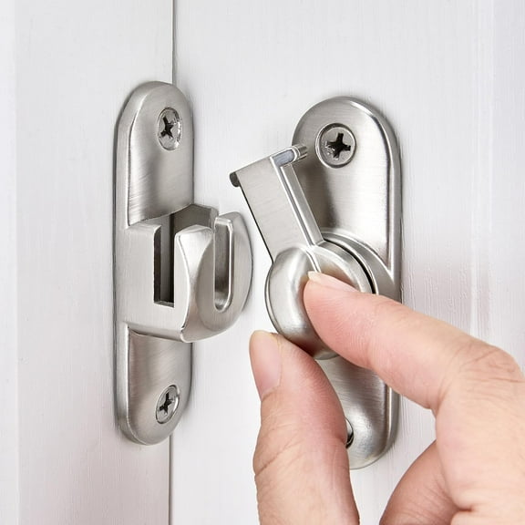 Silvery Barn Door Latches,90/180 Degree Gate Lock,Flip Gate Latches Hardware,Zinc Alloy Right Angle Door Lock Latch,Door Security Sliding Door Latch Lock for Cabinets,Bathroom Silvery_1 Pack
