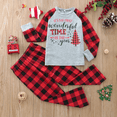 thumbnail image 4 of Matching Christmas Family Pajamas Sets, Xmas Elk Reindeer Print Family Christmas Pjs Matching Sets Loungewear Outfits Christmas PJ's Letter Print Top and Plaid Pants, 4 of 5