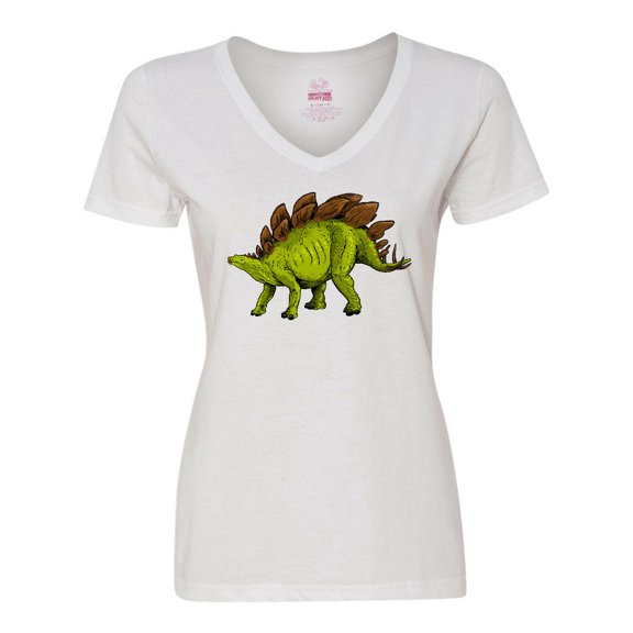 Inktastic Smiling Stegosaurus Women's V-Neck T-Shirt