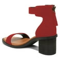 thumbnail image 3 of FSJ Women Open Round Toe Zipper Back Sandals Ankle Strap Low Stacked Block Heels Comfortable Daily Dress Retro Buckle Shoes Size 10 Red, 3 of 6