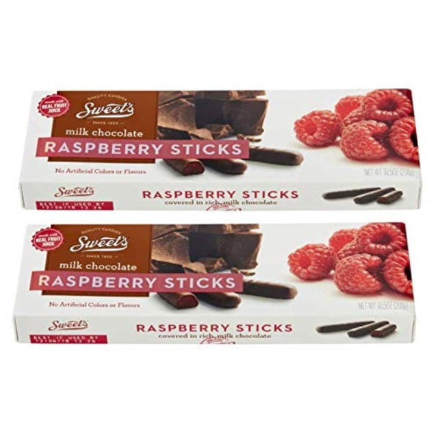 sweet's candy milk chocolate sticks, raspberry, 2 pack; (10.5 oz. box