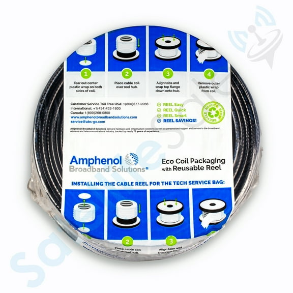 SatelliteSale Kit of Amphenol’s Innovative and Sustainable Tech Service Bag 500 feet of Black Drop Cable