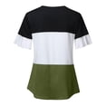 thumbnail image 6 of Nlife Women Crew Neck Ruffled Short Sleeve Colorblock Top, 6 of 6