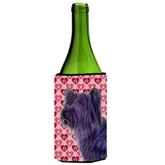 Skye Terrier Hearts Love And Valentines Day Portrait Wine bottle sleeve Hugger - 24 oz.