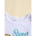 thumbnail image 4 of Suealasg 3Pcs Baby Girl 1st Birthday Outfits Clothes Fly Sleeve Letter Rainbow Print Romper + Flare Pants+ Headband Set 6M 12M 18M Summer Clothing for Newborn Girl, 4 of 9