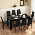 thumbnail image 4 of Costway Modern Rectangular Kitchen Table Set with 8 PVC Leather Dining Chairs Black, 4 of 8