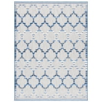 SAFAVIEH Cabana Burke Geometric Indoor/Outdoor Area Rug, Grey/Blue, 5'3" x 7'7"