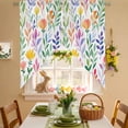 thumbnail image 3 of Watercolor Leaf Floral Swag Kitchen Curtain Valances, Colorful Leaves Rod Pocket Curtains Window Treatment Decor Valances for Bedroom Bathroom, 2 Panels 36 x 36 Inch, 3 of 9