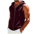 thumbnail image 6 of Sleeveless Fleece Hoodie Women Lightweight Zip-up Jackets Vests Drawstring Solid Color Loose Casual Sweatshirt with Side Pockets Wine 3XL, 6 of 9