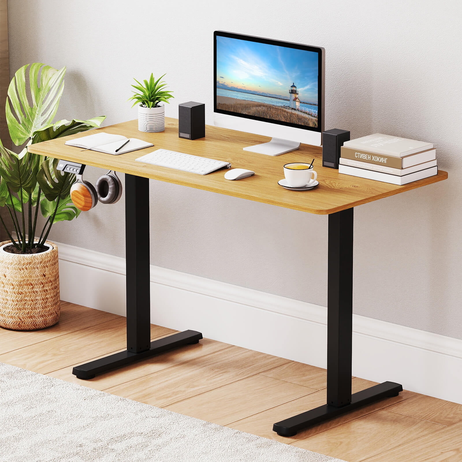 Costway Electric Standing Desk Frame with LED Display Memory Positions for 40”-48” Desktop Black