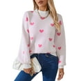 thumbnail image 4 of Sweaters for Women Crewneck Cute Heart Knitted Sweaters Winter Warm Pullover Sweaters Alsol Lamesa, 4 of 6