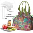 thumbnail image 4 of Pioneer Flower Floral Print Pattern Drawstring Lunch Bag Women - Drawstring Lunch Bag Insulated for Work Office - Stain-Resistant Large Lunchbags for Women with Multi-Pockets, 4 of 6