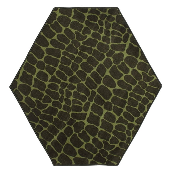 Furnish My Place Animal Print Rug - 6 ft. Hexagon, Giraffe Tree Topper, Nylon Rug for Patio, Garden, Hallway, Living Room