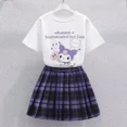 thumbnail image 2 of Camiseta de estilo universitario Kawaii Sanrio Kuromi, traje de falda de Cosplay, ropa de verano para niña, Falda plisada, 2 of 5