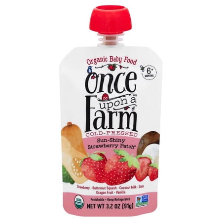Once Upon a Farm Organic Baby Food, Sun-Shiny Strawberry Patch, 3.2 oz Pouch