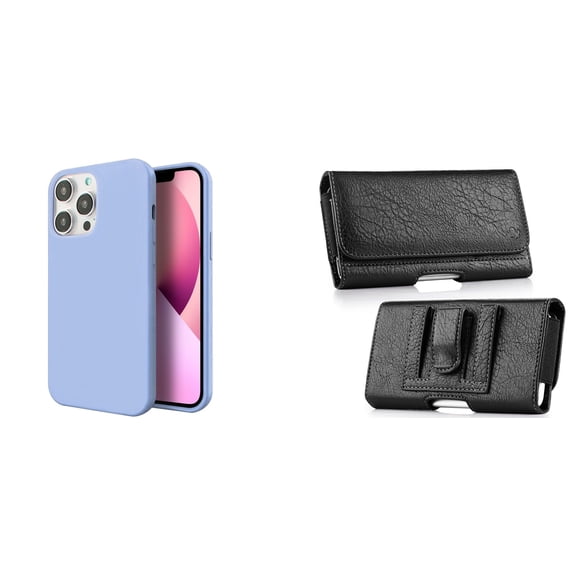 Slim Silicone Case and Belt Holster Pouch for iPhone 14 Pro Max - Lavender