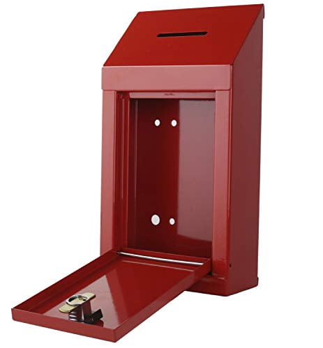 Wall Mount Metal Donation Box with Top Slop and Lock with Keys